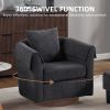360° Swivel Accent Barrel Armchair & Ottoman Set with Removable Back Pillow & 2 Armrest Covers
