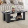 41” 2-Tier Wooden Modern Coffee Table with Open Bottom Storage Shelf and 3 Different Color Options