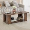 41” 2-Tier Wooden Modern Coffee Table with Open Bottom Storage Shelf and 3 Different Color Options