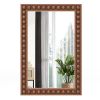 24” x 36” Rustic Wall Mirror with Beaded Solid Wood Frame