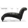 Black Tufted Armless Chaise Lounge with Bubble Nails and Wood Legs