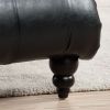 Black Tufted Armless Chaise Lounge with Bubble Nails and Wood Legs