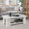 41” 2-Tier Wooden Modern Coffee Table with Open Bottom Storage Shelf and 3 Different Color Options