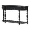52” Contemporary Curved Half Moon Console Table with 4 Spacious Drawers, Antique Style Design. 4 Sturdy Legs and Open Bottom Shelf