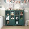 MDF Painted Cabinet with 2 Glass Doors, 1 Drawer and Open Storage Space in 4 Colors