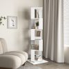 360° Rotating 5 Tier or 6 Tier Bookshelf with Anti-Toppling Base, In Black or White and Multifunctional Usage Options