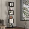 360° Rotating 5 Tier or 6 Tier Bookshelf with Anti-Toppling Base, In Black or White and Multifunctional Usage Options