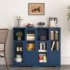 MDF Painted Cabinet with 2 Glass Doors, 1 Drawer and Open Storage Space in 4 Colors