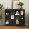 MDF Painted Cabinet with 2 Glass Doors, 1 Drawer and Open Storage Space in 4 Colors