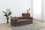 77.9” Foldable Sofa Floor Couch with Convertible Sleeper, 2 Matching Pillows in 9 Colors