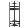 Modern Corner Display Shelf with Multi-Hook Clothes Hanger, 2 Tier Shoe Rack and Storage Shelves