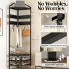 Modern Corner Display Shelf with Multi-Hook Clothes Hanger, 2 Tier Shoe Rack and Storage Shelves