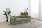 77.9” Foldable Sofa Floor Couch with Convertible Sleeper, 2 Matching Pillows in 9 Colors