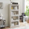 4 Tier Curio Display Cabinet with Flip-Up Tempered Glass Doors