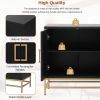 Retro Style Symmetrical Pattern Sideboard with 2 Adjustable/Removable Shelves, Metal Handles/Legs and In 3 Different Colors