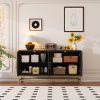 Retro Style Symmetrical Pattern Sideboard with 2 Adjustable/Removable Shelves, Metal Handles/Legs and In 3 Different Colors