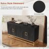 Retro Style Symmetrical Pattern Sideboard with 2 Adjustable/Removable Shelves, Metal Handles/Legs and In 3 Different Colors