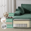 Double Chaise Lounge Chair, Sleep Sofa with 1 Back Pillow & 2 Throw Pillows, Memory Foam Filled Cushions and 4 Color Options