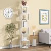360° Rotating 5 Tier or 6 Tier Bookshelf with Anti-Toppling Base, In Black or White and Multifunctional Usage Options
