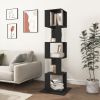 360° Rotating 5 Tier or 6 Tier Bookshelf with Anti-Toppling Base, In Black or White and Multifunctional Usage Options
