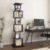 360° Rotating 5 Tier or 6 Tier Bookshelf with Anti-Toppling Base, In Black or White and Multifunctional Usage Options