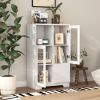 MDF Painted Cabinet with 2 Glass Doors, 1 Drawer and Open Storage Space in 4 Colors