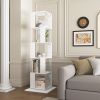 360° Rotating 5 Tier or 6 Tier Bookshelf with Anti-Toppling Base, In Black or White and Multifunctional Usage Options