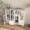 MDF Painted Cabinet with 2 Glass Doors, 1 Drawer and Open Storage Space in 4 Colors