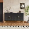 Retro Style Symmetrical Pattern Sideboard with 2 Adjustable/Removable Shelves, Metal Handles/Legs and In 3 Different Colors