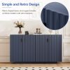 59.8” Wavy Design Sideboard with 2 Copper Handle Doors, Adjustable Height Shelves, 4 Compartments and Spacious Storage