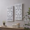 Set of 2, Carved Distressed Wood Wall Decor with Lotus Flower Pattern