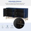 Retro Style Symmetrical Pattern Sideboard with 2 Adjustable/Removable Shelves, Metal Handles/Legs and In 3 Different Colors