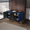 Retro Style Symmetrical Pattern Sideboard with 2 Adjustable/Removable Shelves, Metal Handles/Legs and In 3 Different Colors