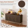 Retro Style Symmetrical Pattern Sideboard with 2 Adjustable/Removable Shelves, Metal Handles/Legs and In 3 Different Colors