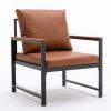 Modern Faux Leather Accent Chair with Black Powder Coated Metal Frame and Adjustable Pillow Back