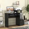 Space Saving Computer Work Desk with Pull-Out Keyboard Tray and Detachable & Foldable Bottom Drawer