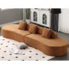 130.5” Modern Curved Combination Sofa with 3 Matching Pillows and Terrycloth Fabric