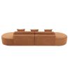 130.5” Modern Curved Combination Sofa with 3 Matching Pillows and Terrycloth Fabric