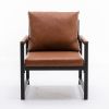 Modern Faux Leather Accent Chair with Black Powder Coated Metal Frame and Adjustable Pillow Back