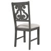 5 Piece Dining Table Set with 1 Round Table with Bent Column Shaped Table Legs, Middle Storage Shelf and 4 Carved Backrest Chairs