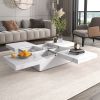 39.4” Square Marble Veneer Coffee Table with 4 Sliding Tops with 4 Hidden Storage Compartments