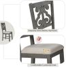 5 Piece Dining Table Set with 1 Round Table with Bent Column Shaped Table Legs, Middle Storage Shelf and 4 Carved Backrest Chairs