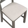 5 Piece Dining Table Set with 1 Round Table with Bent Column Shaped Table Legs, Middle Storage Shelf and 4 Carved Backrest Chairs