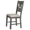 5 Piece Dining Table Set with 1 Round Table with Bent Column Shaped Table Legs, Middle Storage Shelf and 4 Carved Backrest Chairs