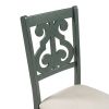 5 Piece Dining Table Set with 1 Round Table with Bent Column Shaped Table Legs, Middle Storage Shelf and 4 Carved Backrest Chairs