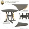 5 Piece Dining Table Set with 1 Round Table with Bent Column Shaped Table Legs, Middle Storage Shelf and 4 Carved Backrest Chairs