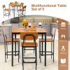 5 Piece Industrial Dining Table Set with Counter Height Table and 4 Bar Stools