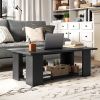 41” 2-Tier Wooden Modern Coffee Table with Open Bottom Storage Shelf and 3 Different Color Options