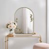 Madison Park Arched Shaped Wall Mirror with Metallic Gold Finish and Metal Floral & Leaves Design