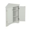 Triangle Bathroom Storage Cabinet with Adjustable Shelves in Gray, White & Oak